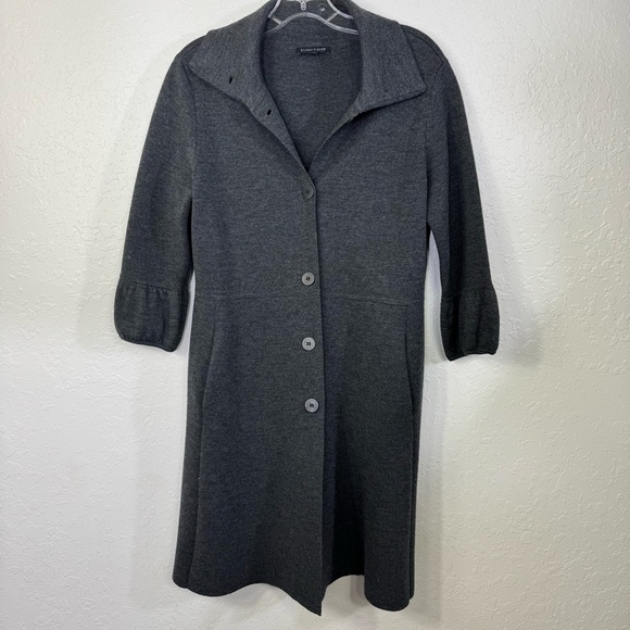 Eileen Fisher collared button down bell sleeve Elegant Gray wool Women's‎ Coat - Picture 8 of 12